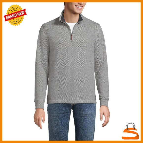 Men's Quarter Zip Sweater Soft French Rib Cotton Polyester Pullover